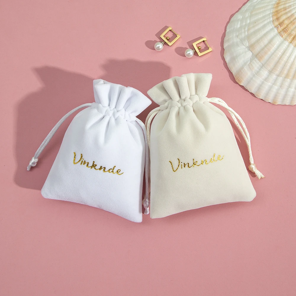 Velvet Jewelry Pouches Custom Logo 9x12cm Drawstrings Packaging Organizer Bags Tarot Dice Soap Cosmetic Wedding Favor Gift Bag