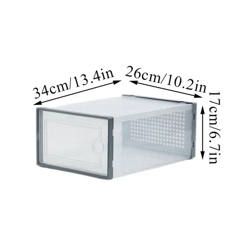 Transparent Plastic Shoes Case Stackable Front Lid Drawer Shoes Organizer Thickened Large Dustproof Moisture-Proof Storage Box 6
