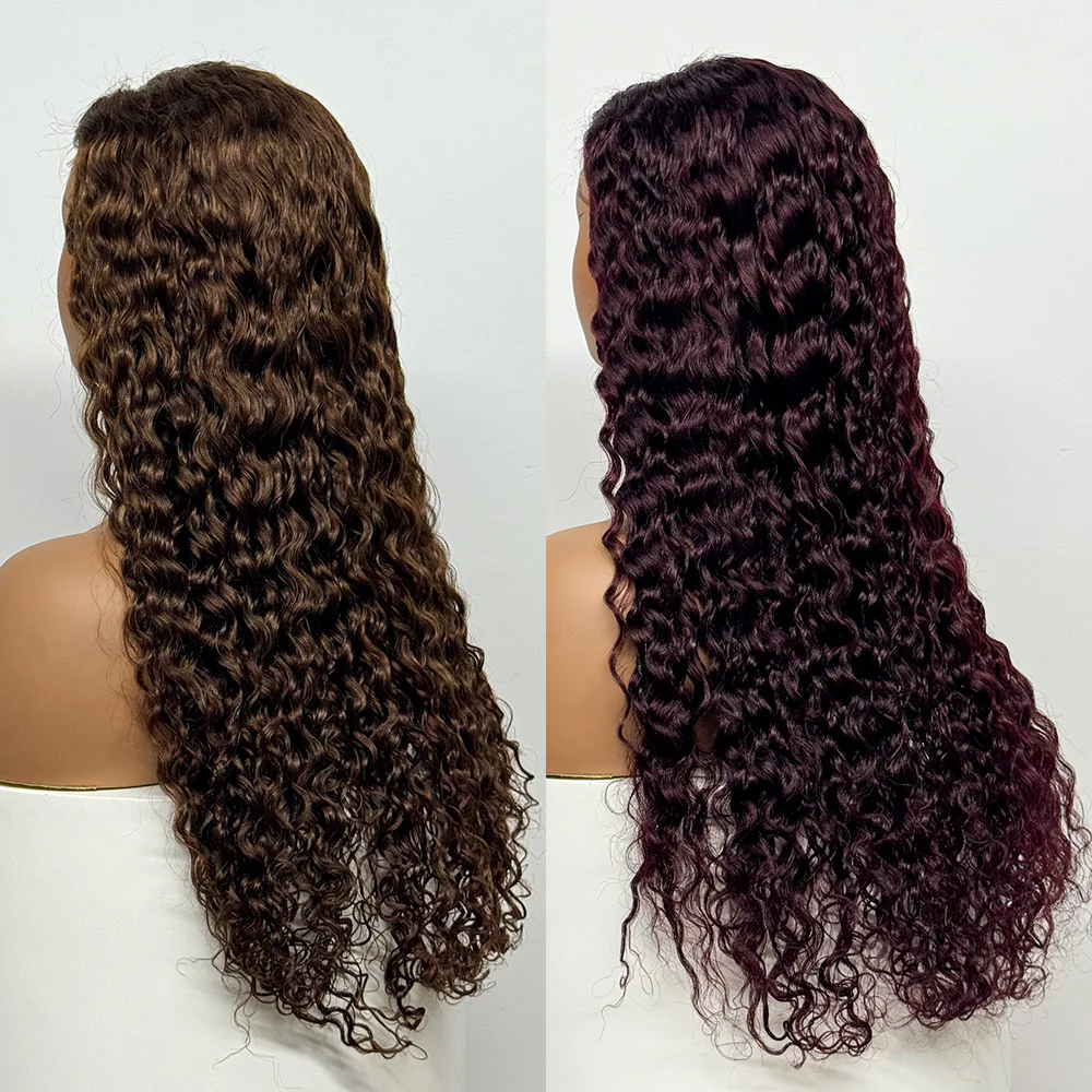 300% Density Water Wave Wigs 4x4 Transparent Lace  Closure Wigs Human Hair 28 Inch Curly Wigs Deep Wave Wigs for Black Women