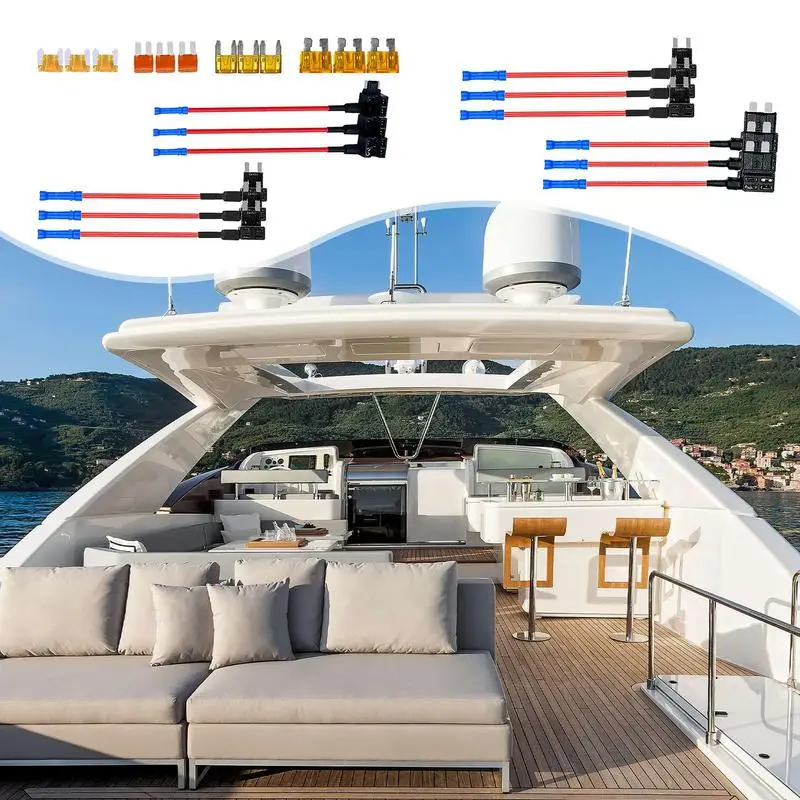 Kit Portafusibili 24 Pezzi Portafusibili Per Auto Durevole Adattatore Per Rubinetto A Doppio Circuito Ampiamente Compatibile Con Fusibili Per Auto Cam
