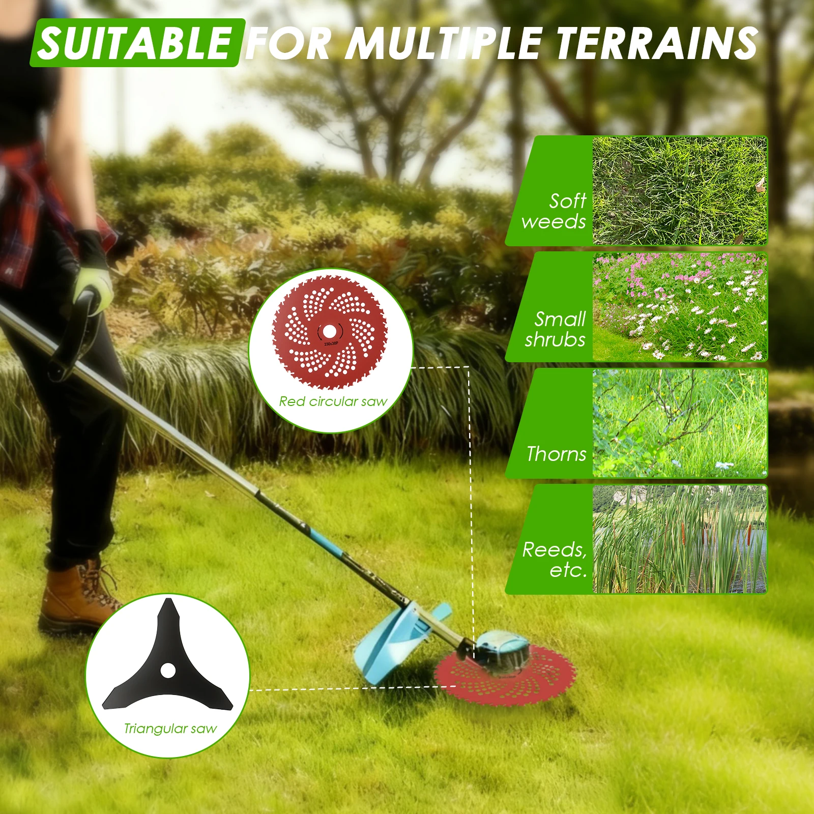 Brush Cutter Blades Kit Manganese Steel Power Teeth Weed Wacker Replacement Blades Lawn Trimmer Blade for Gardening Weeds Grass