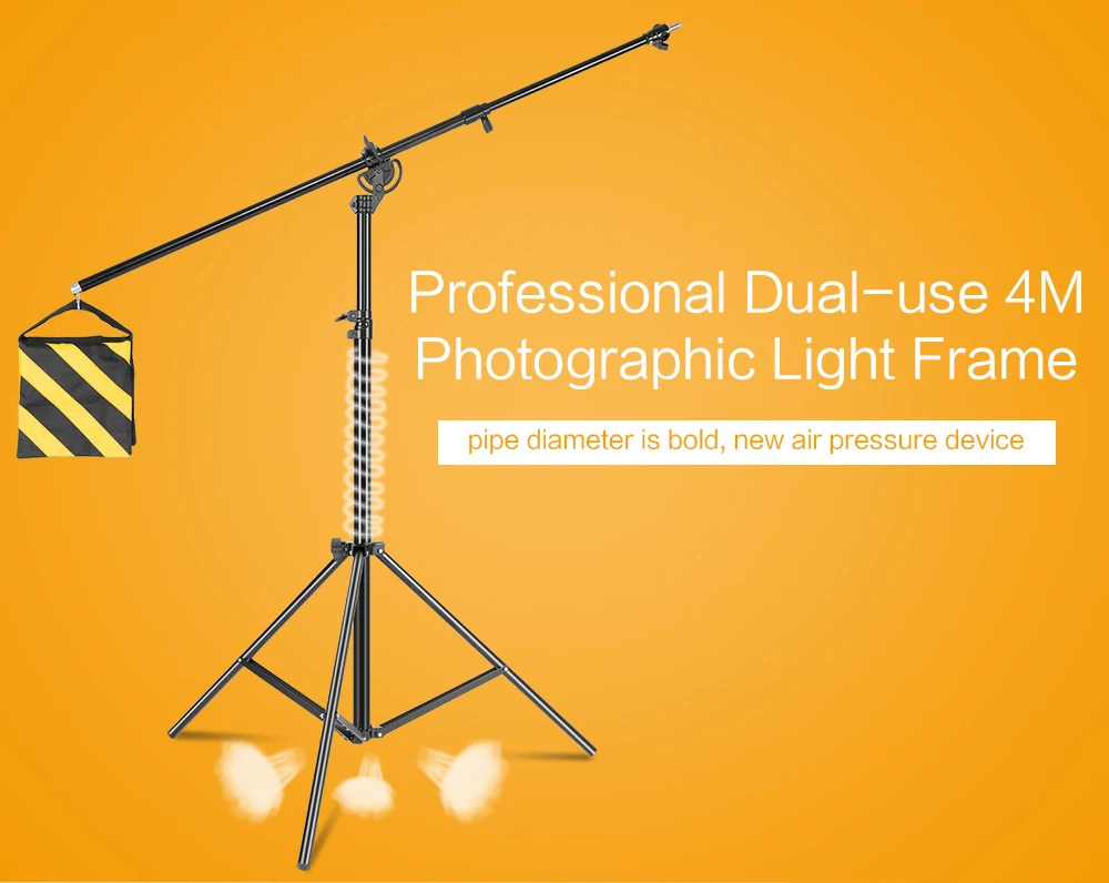 Description Picture 2 of itemMetal Light Stand 2.8M to 4M Photographic Equipment Photography Studio Accessory Kit Retractable Cantilever  With Sand Bag