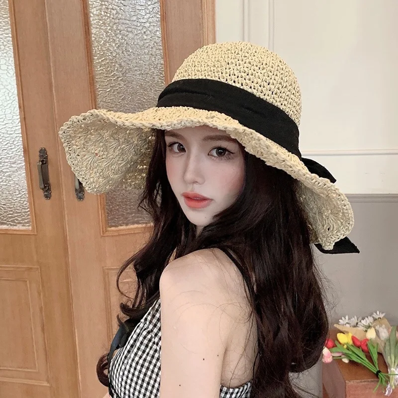 New Woman Summer Hat Women Straw Hat Big Brim Beach Hat Foldable