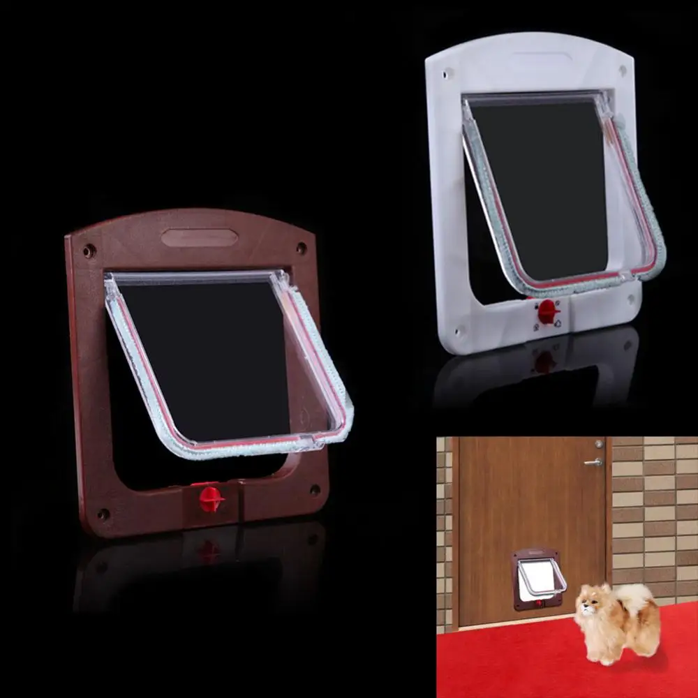 Cat Flap Door Pet Dog   Free Access 4 Way Magnetic Lockable    Gate Telescoping Frame  