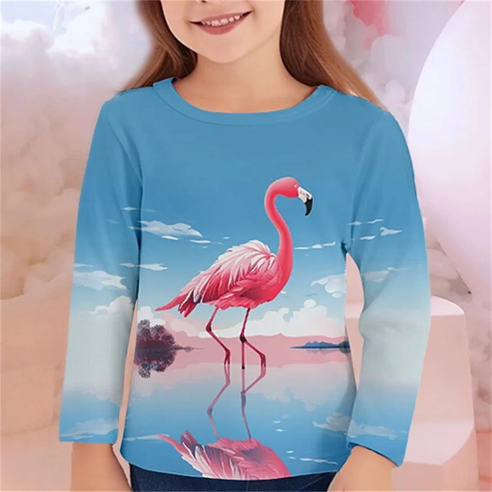 Koreańskie 2023 jesienne dziecięce ubrania dla dziewczynek od 4 do 12 lat Cute Cartoon Kawaii z długim rękawem różowy motyl Elf t-shirty Top dziecięcy