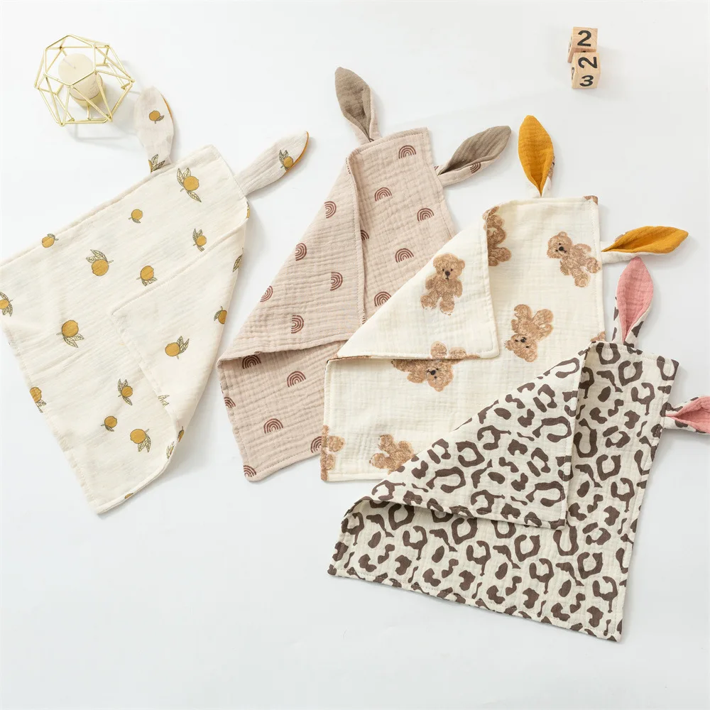 

Newborn Baby Rabbit Cotton Muslin Comforter Sleeping Dolls Blanket Soft Soothe Appease Towel for Baby Bibs Burp Cloths Infant