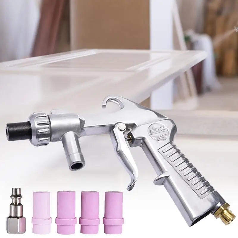 Air Sand Blasting Guns Abrasive Air Sand Blasting Guns Kit 1 Ceramic Nozzle 1 Steel Nozzle Sand Suction Pipe Industrial Sandblaster Guns Power Tools