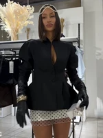 Manteaux Élégants à Volants pour Femmes, Vestes Creuses à Col en V et Manches Longues avec Ceinture, Collection Printemps-Été 2026, Manteau Tendance pour Femme 4