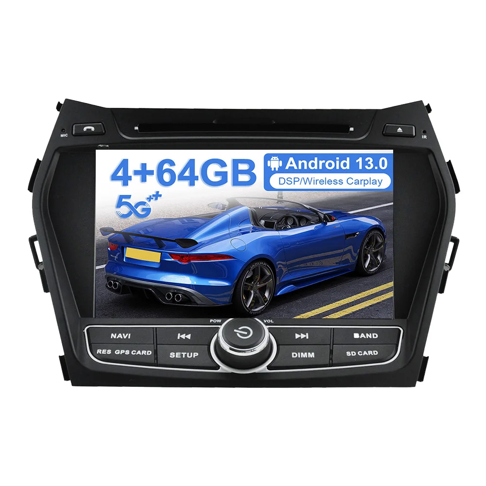

8" Android 13 PX6 4+64GB Car Multimedia DVD Player For Hyundai santa fe IX45 2013-2017 Car GPS Navi CarPlay Head Unit DSP Stereo