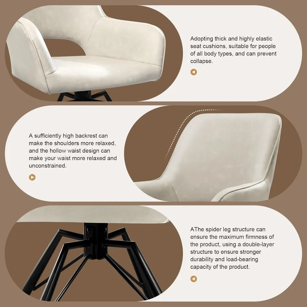 Leather Dining Chairs Upholstered Dining Chair with High Back Armrest Modern Dining Chairs Swivel Chairs for Living Room, 4