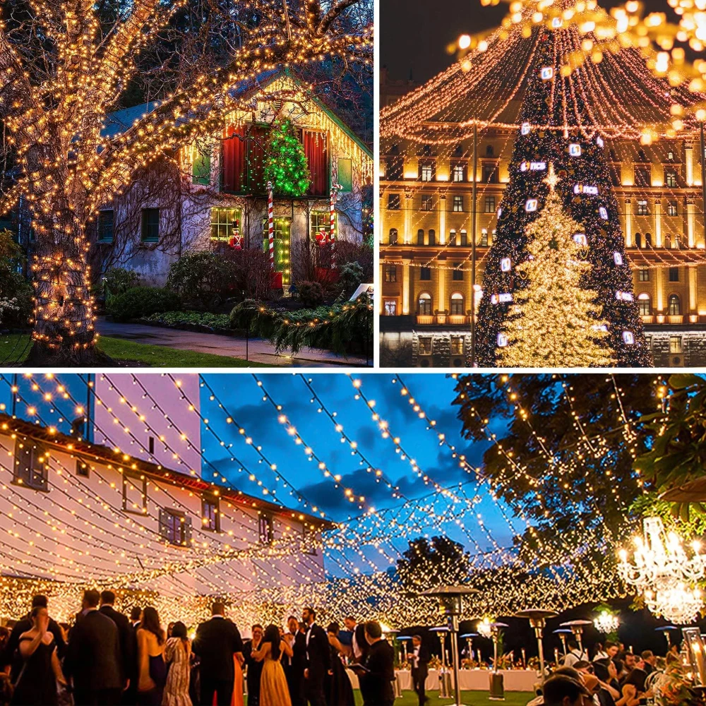 Solar Powered Outdoor LED Fairy Lights IP65 Waterproof 8 Lighting Modes Christmas Decoration Wedding Decoration