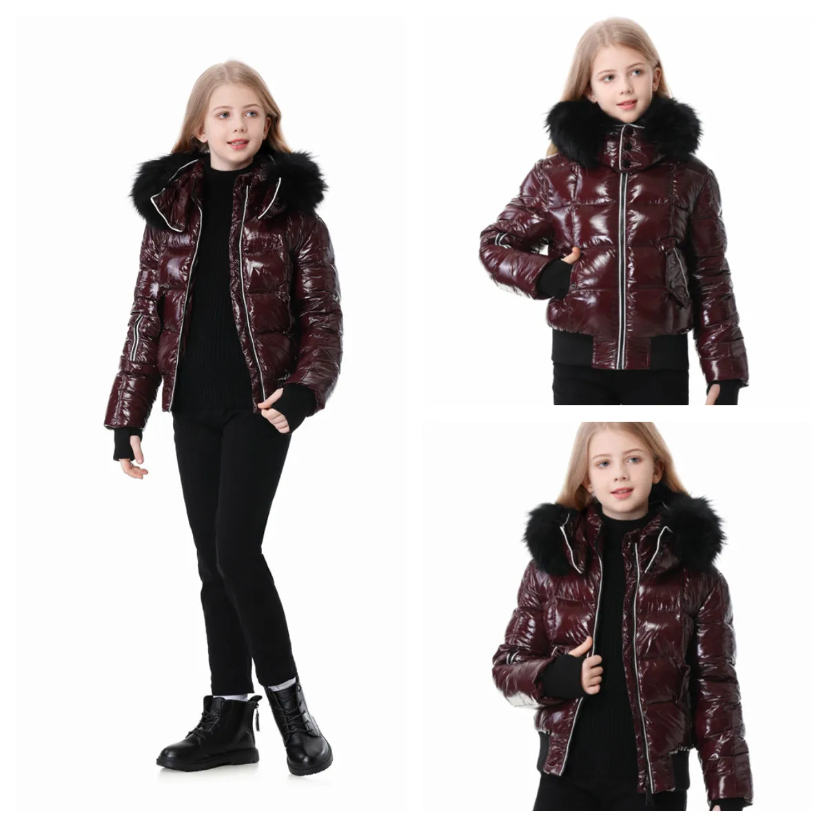 winter kids coat waterproof shine fabric filling white duck down girls boys children coats AP 2025