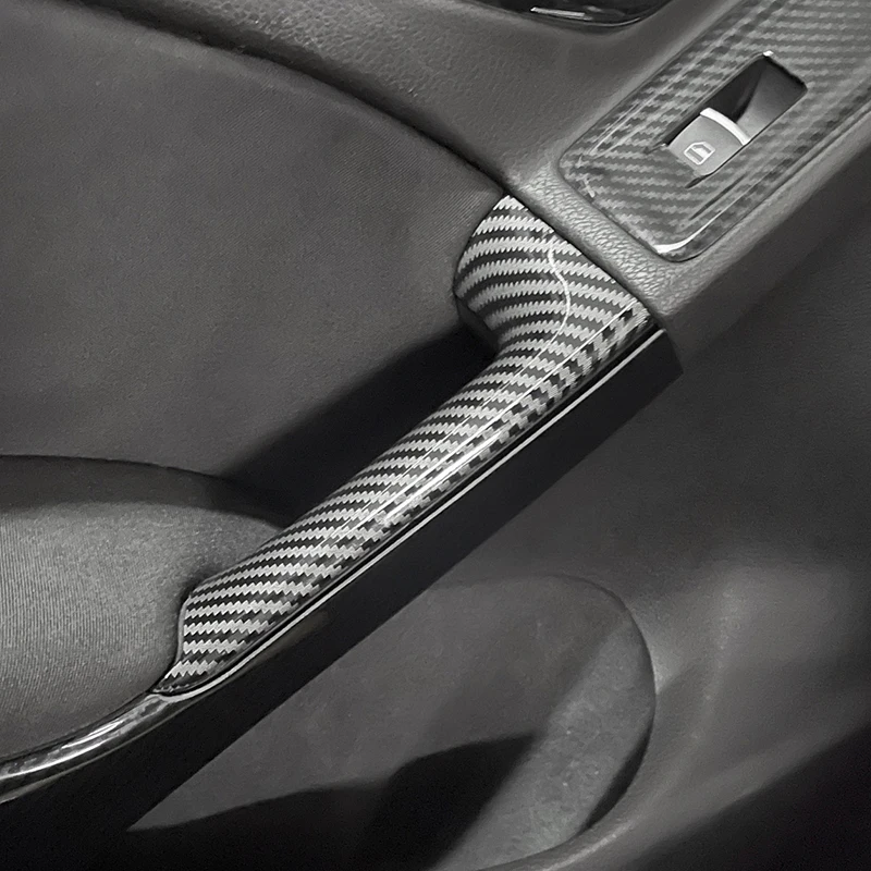 ABS fibra de carbono impresa estilo de coche manija de puerta Interior cubierta de Panel moldura embellecedora para VW Golf 6 MK6