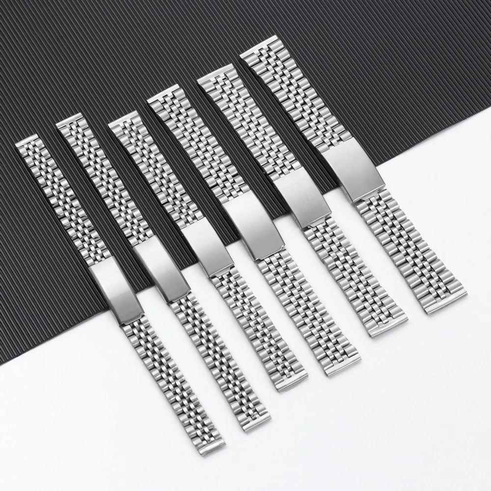 Elegant Stainless Steel Universal Watch Strap - Adjustable Metal Bracelet with Folding Buckle