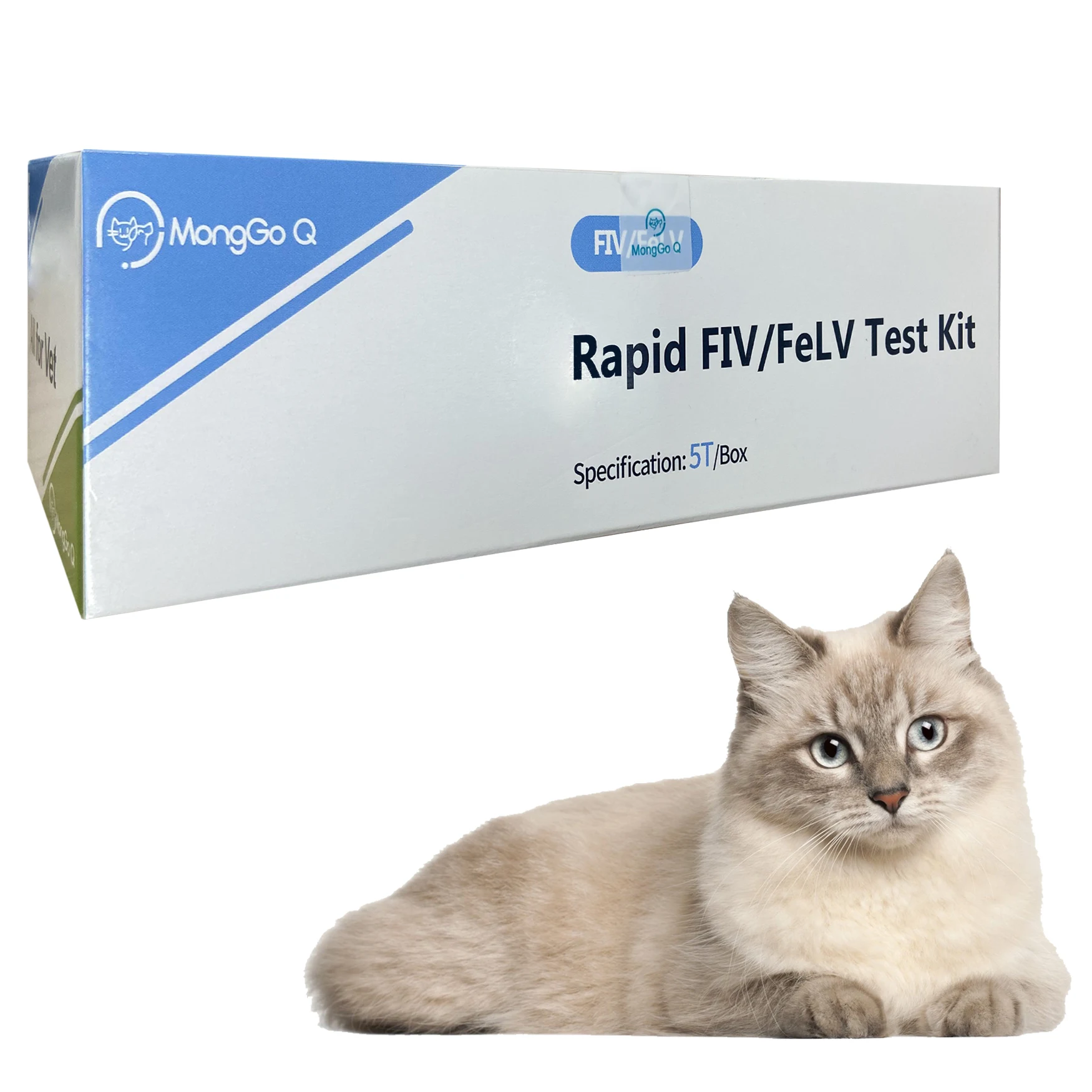 MongGo Q 5 and 10-Packed Feline Leukemia, Auxiliary Diagnostic, Healthy Rapid Testing Kit for Cats FIV, FeLV-5/10
