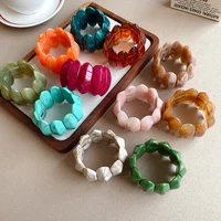 Bangle Acrylic Elastic Rope Bracelets Smudged Acrylic Bracelet Niche Versatile Design Bangles Retro Fashion for Women African 1