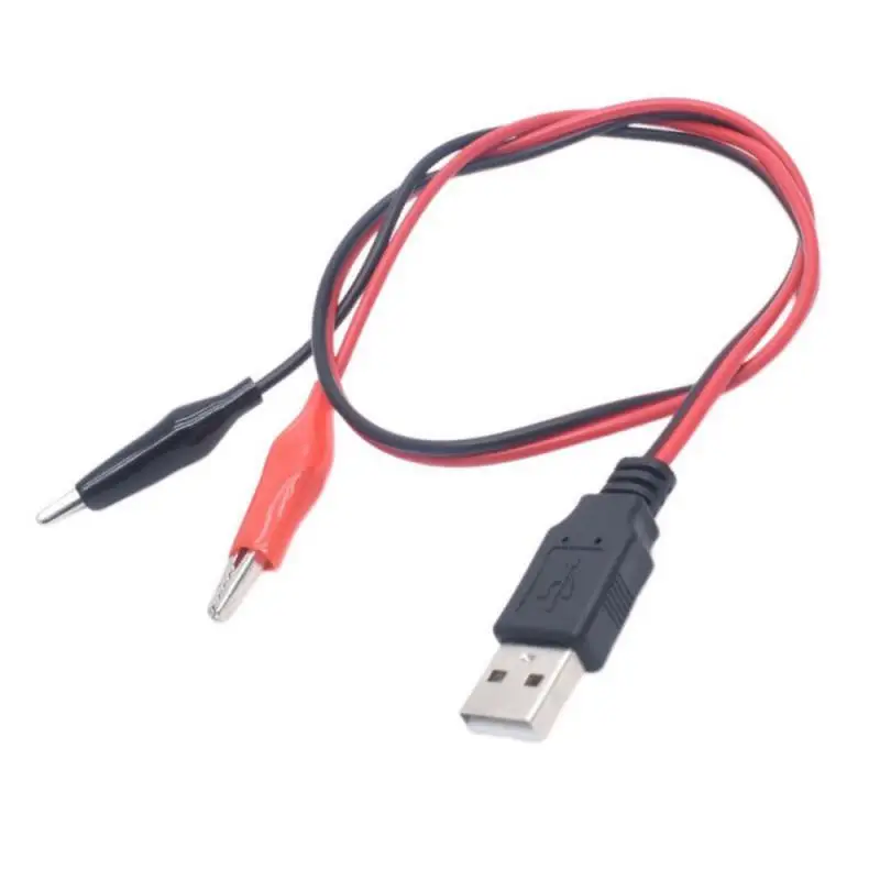 Alligator clips electric test clamp test clip test hooks clips alligator clip adapter 1~10PCS to USB male connector power supply adapter wire 58cm cable red and black