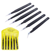 6pcs Precision Tweezers Set ESD Anti-Static Stainless Steel Tweezers Repair Tools for Electronics Repair Soldering Craft Tools 1
