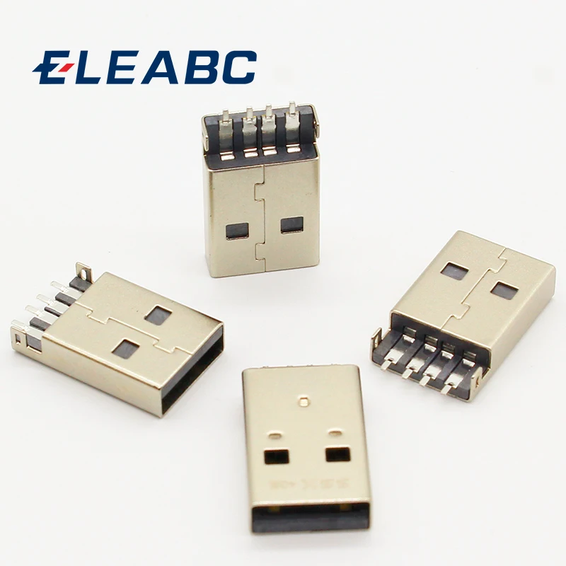 

10pcs/lot USB 2.0 4Pin A Type Male Plug SMT Connector Black G49 for Data Transmission Charging