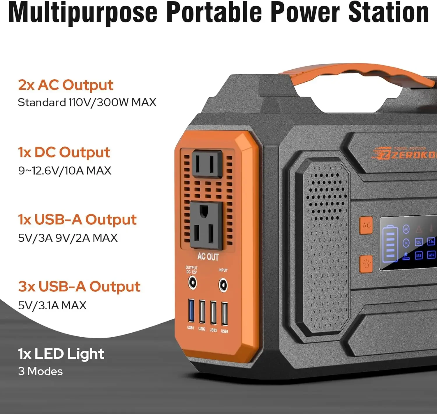 Portable Solar Generator 300W Portable Power Station with Foldable 60W Solar Panel 110V Pure Sine Wave 280Wh Lithium Battery 3
