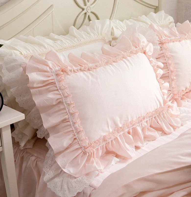 

1piece pillow case Elegant princess big ruffle pillow cover handmade lace king size pillowcases pillow sham sweet cake layers