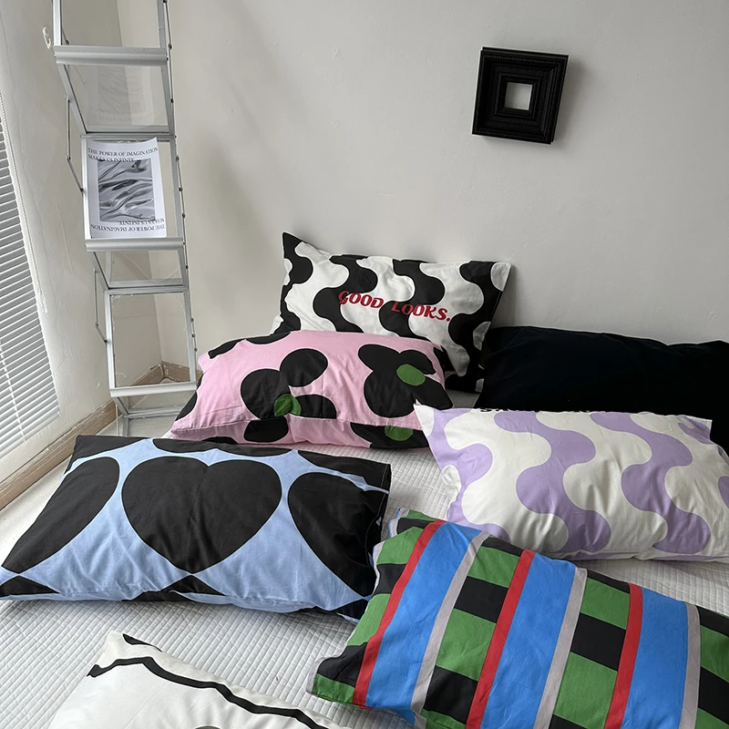 Cotton Pillowcase Colorful Stripe Pillow Case Bedding Black Pillow Cover Envelope Pillow Case Cover Nordic Sling 2