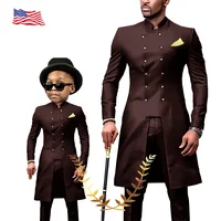 Smoking de Mariage 2 Pièces Imbibé pour Homme, Veste de ixFormelle pour Enfant, Vêtements de Style Indien Personnalisés pour Parents et Enfants 2