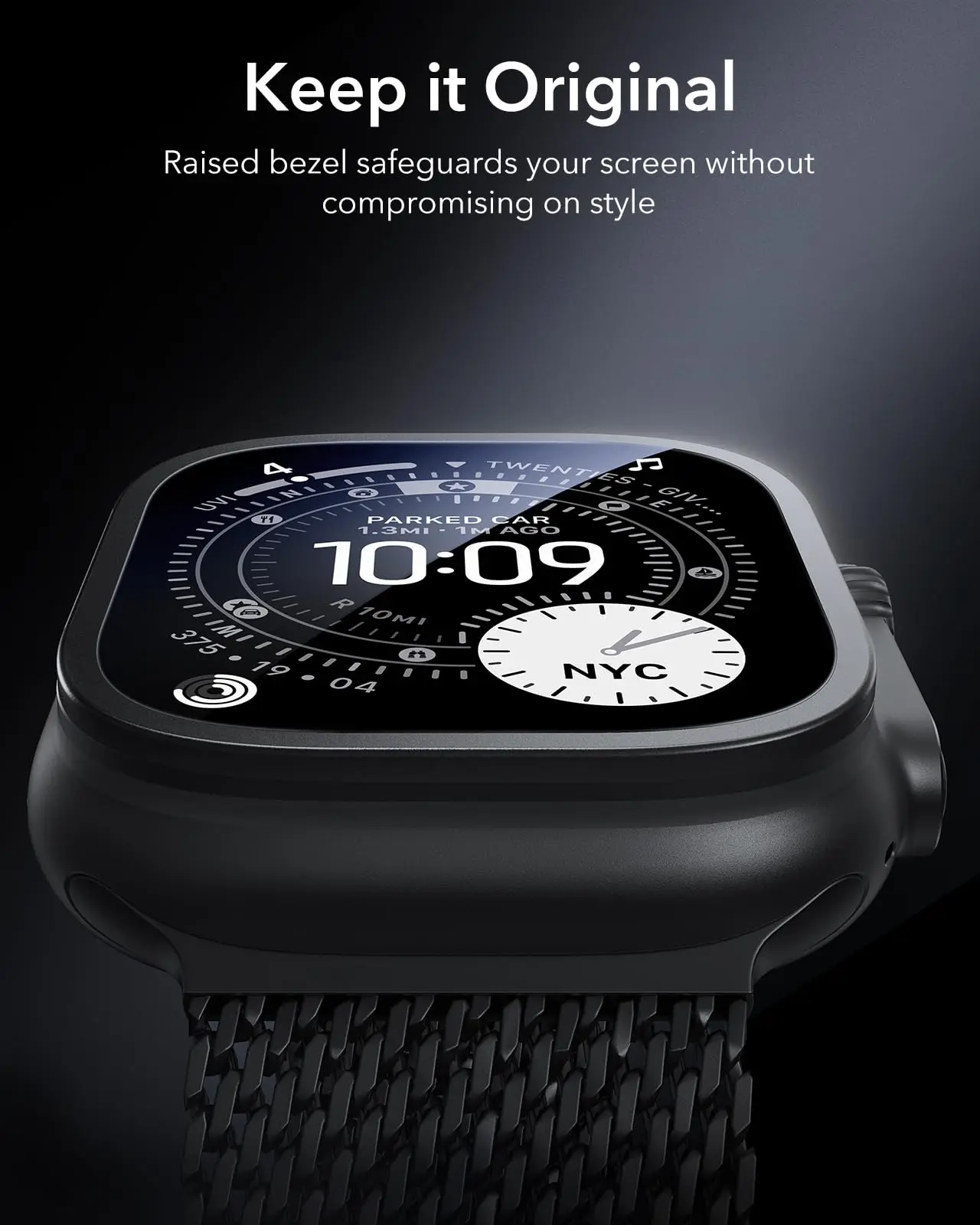 Titanium Metal Tempered Glass Screen Protector for Apple Watch - Anti-Scratch Frame (2-Pack)