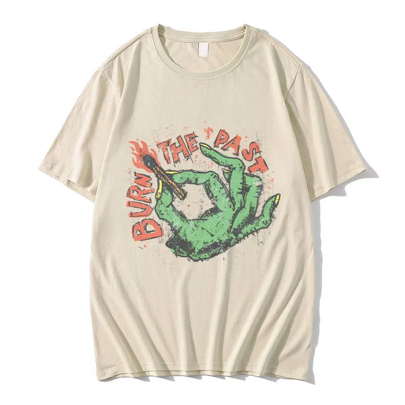

Vintage Y2k Burn The Past Graphic Print T Shirts Men Women Casual Funny Meme T-shirt Male Cotton Loose Tees 90s Oversized Tshirt