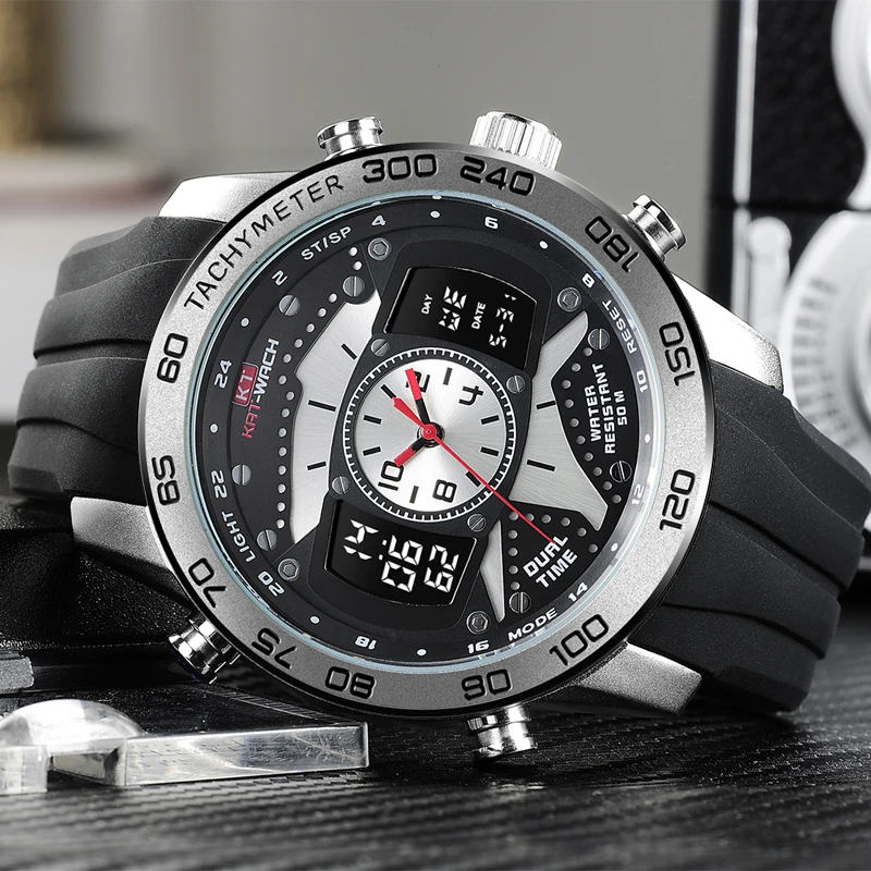 2022 KAT-Wach JPN Movement Watches Quartz Male Fashion Watch Digital Men Chronograph Luxury Men's Sports Wristwatch Reloj Hombre