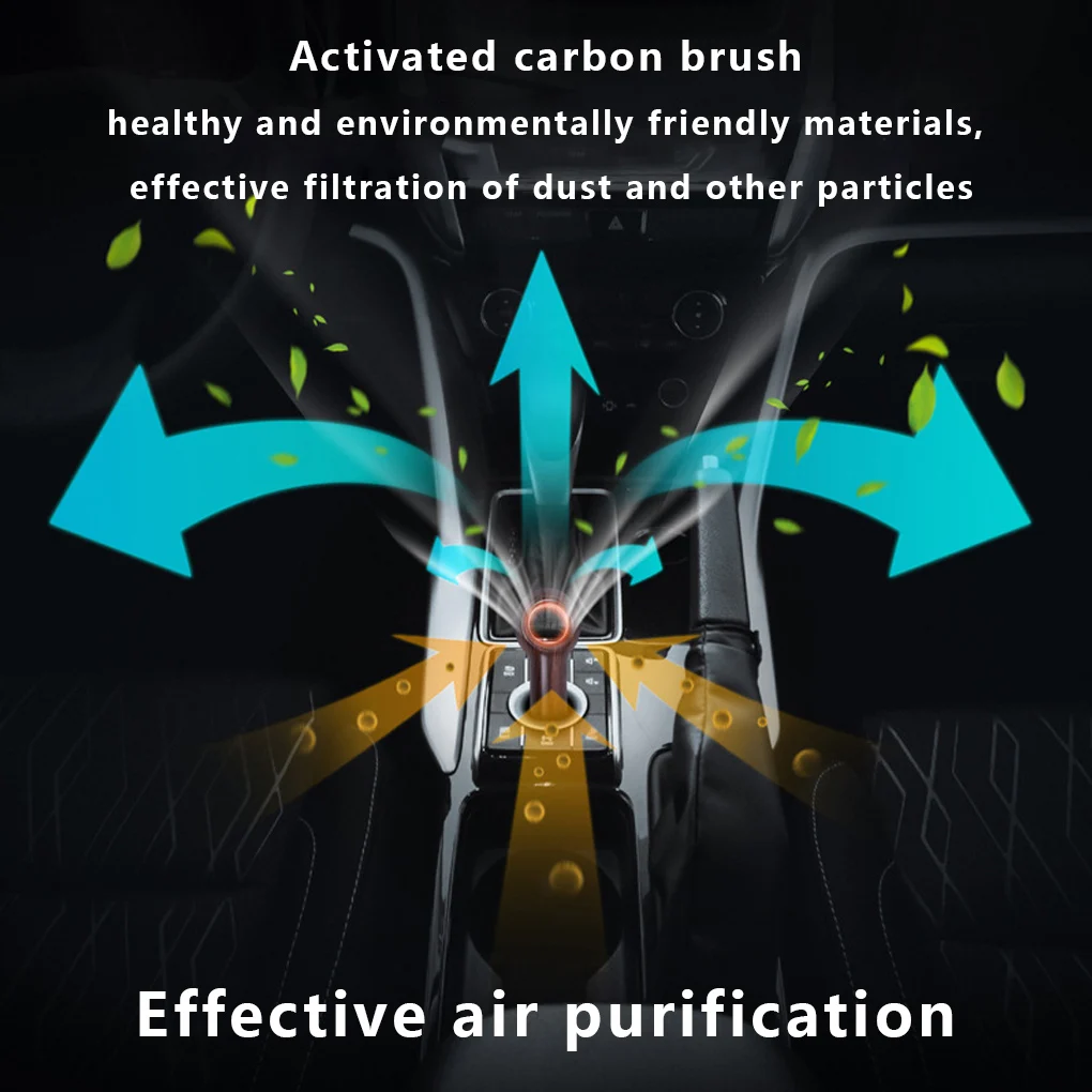 Car Interior Mini Air Ionic Freshener with Filter Brush Negative Ion Generating Device with Atmosphere Light Ionizer
