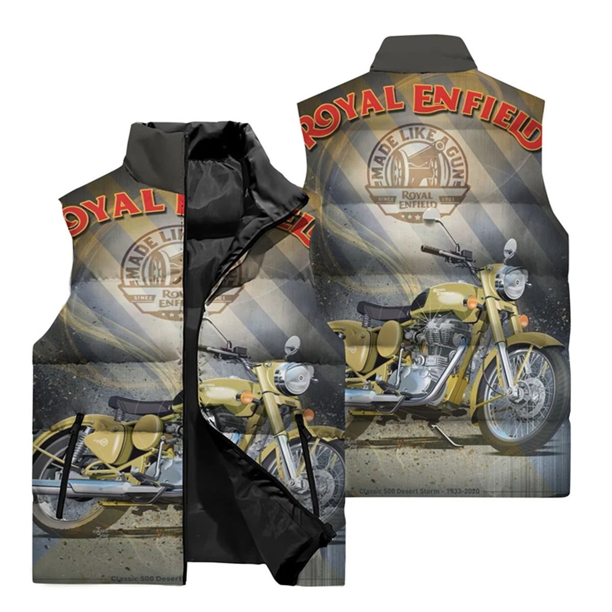 thumbnail image 1 of Chaqueta sin mangas con estampado de motocicleta violenta en 3D para hombre, ropa para andar en motocicleta al aire libre, chaqueta con cuello alto y cremallera para hombre, 1 of 5
