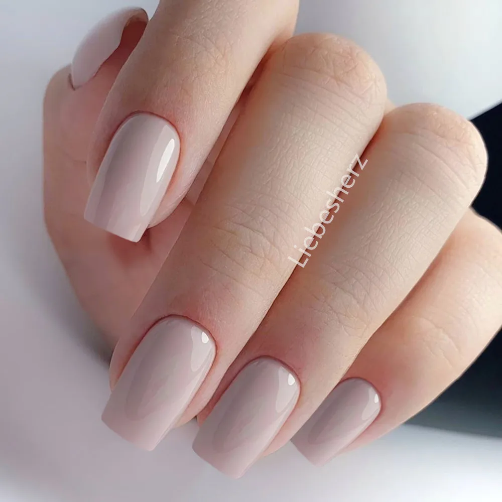 24 pçs pressione em unhas falsas longas com cola de geléia nude brilhante unhas falsas artificiais para o design diy dedo ponta manicure ferramenta