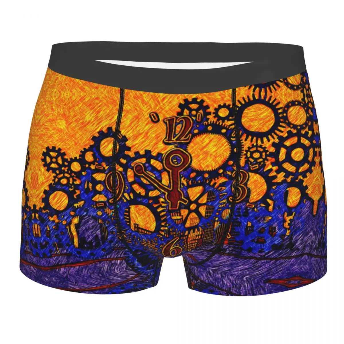 

Arts Clock Figures Gears Skyscrapers Modern Industry Underpants Cotton Panties Male Underwear Print Shorts Boxer Briefs