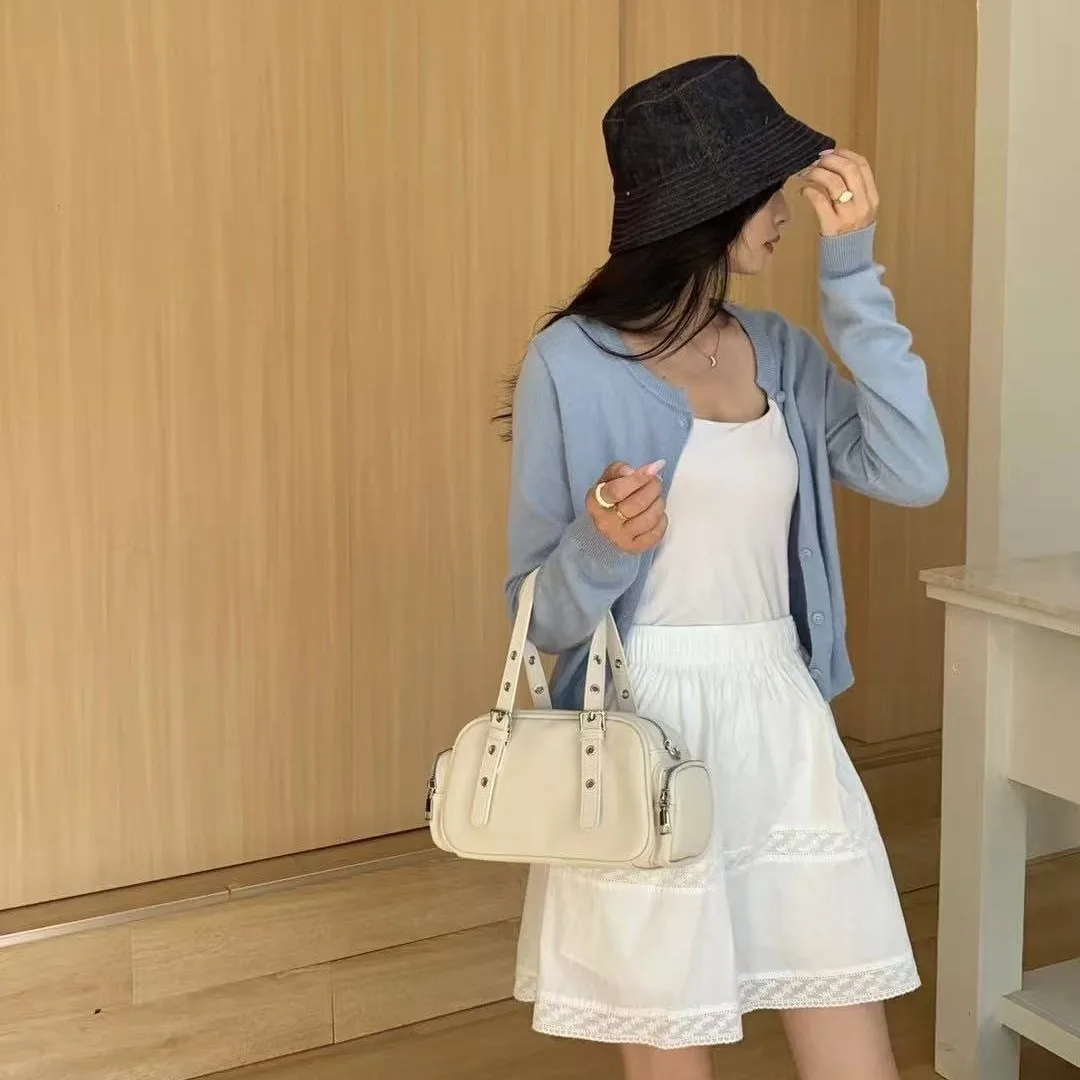 Casual Shoulder Bag Women's Handbag Commuter Bag Soft PU Leather Square Shape Zipper Closure Comfortable Strap