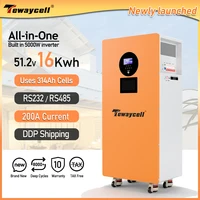 Système d'énergie solaire Tewaycell New ALL in one 16KWh Powerwall 51.2V 314AH batterie LiFePO4 avec onduleur 5KW intégré, livraison DDP. 1