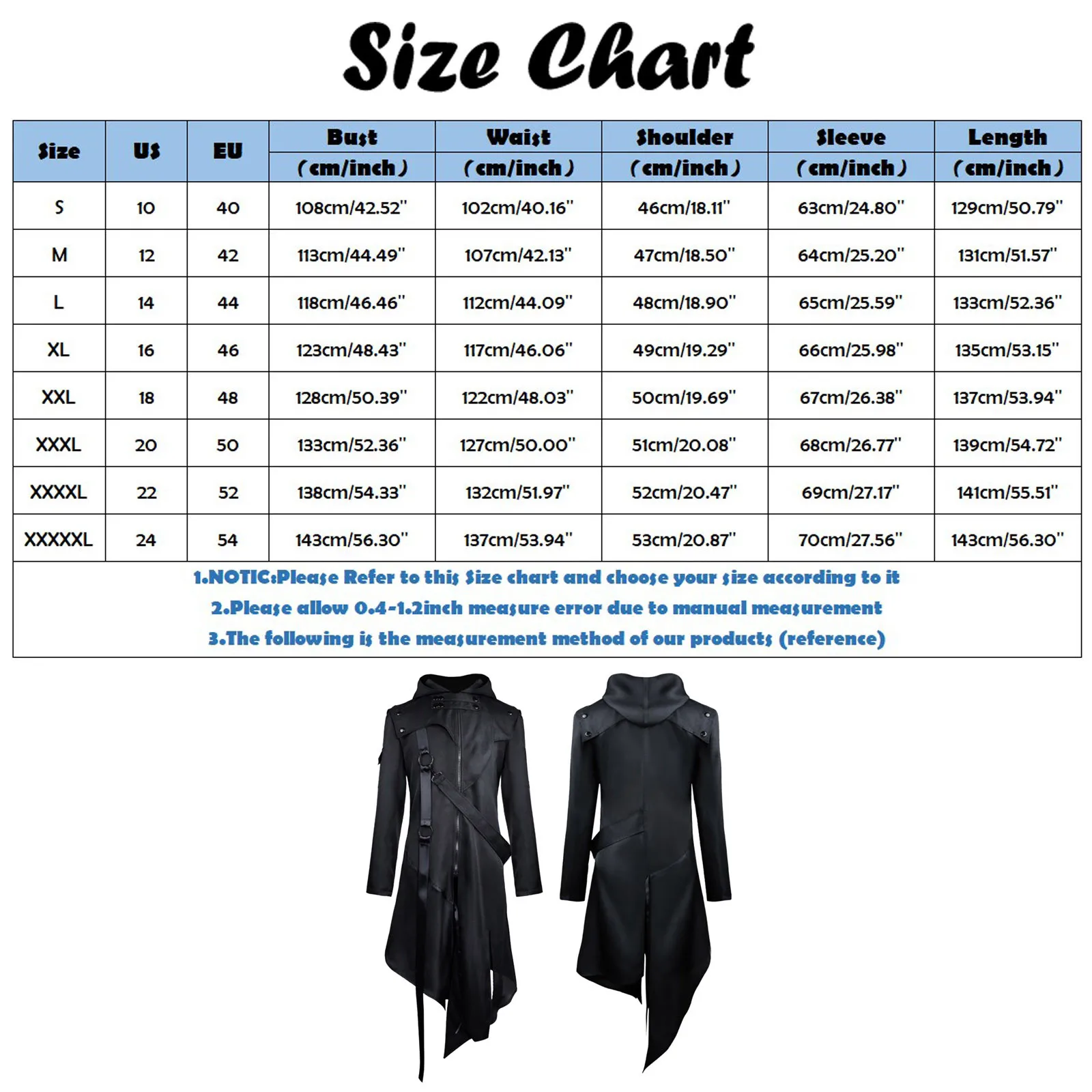 Male Vintage Gothic Coat Splice Zipper Belt Hooded Long Sleeve Long Jacket Steampunk Trench Coat Gothic Jacket Cosplay Costume