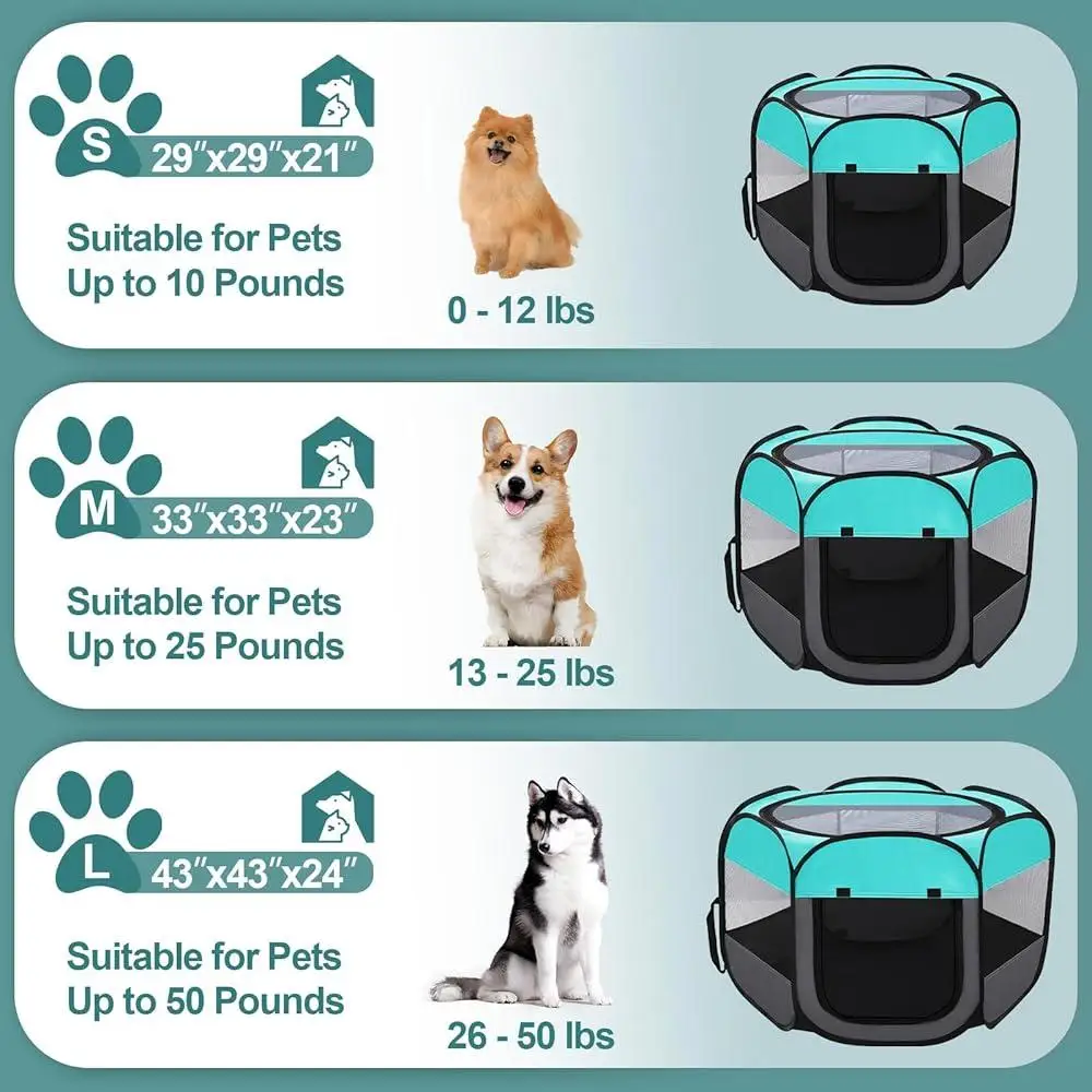 Portable Pet Playpen Dog Cat Folding Tent with Carrying Case Water Resistant Easy Setup Indoor Outdoor Use