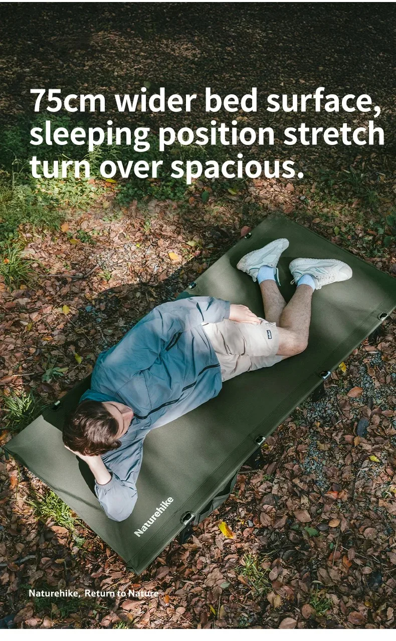 Naturehike 75cm Breites Campingbett Tragbares Klappbett Ultraleichtes Kompaktes Zeltbett für Camping Wandern Schlafliege – Detail 5