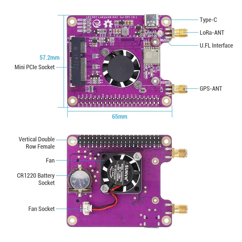 Elecrow LR1302 LoRaWAN Hat Antenna SX1302 GPS+BD Long Range Module Support RaspberryPi 1 2 3 4 5 Series electronic component
