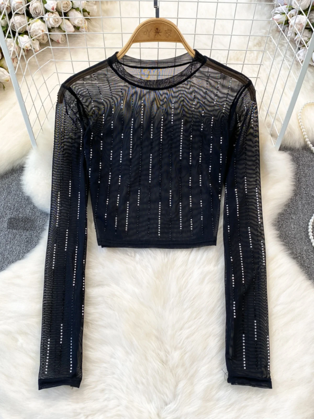 Sun Protection Me irt round Ne Long Sve ort Sle Women's Spring Autumn American Hot Girl Design Sense Sweet And S...