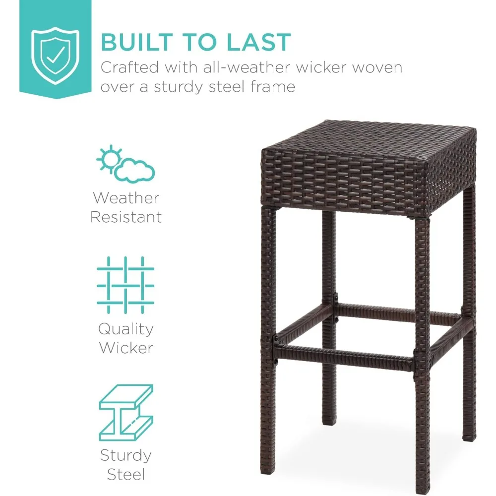 Wicker Dining Table Set of 5, W/Built-in Bottle Opener, Hidden Storage Shelf, Metal Tabletop, 4 Stools, Outside Dining Table Set 5