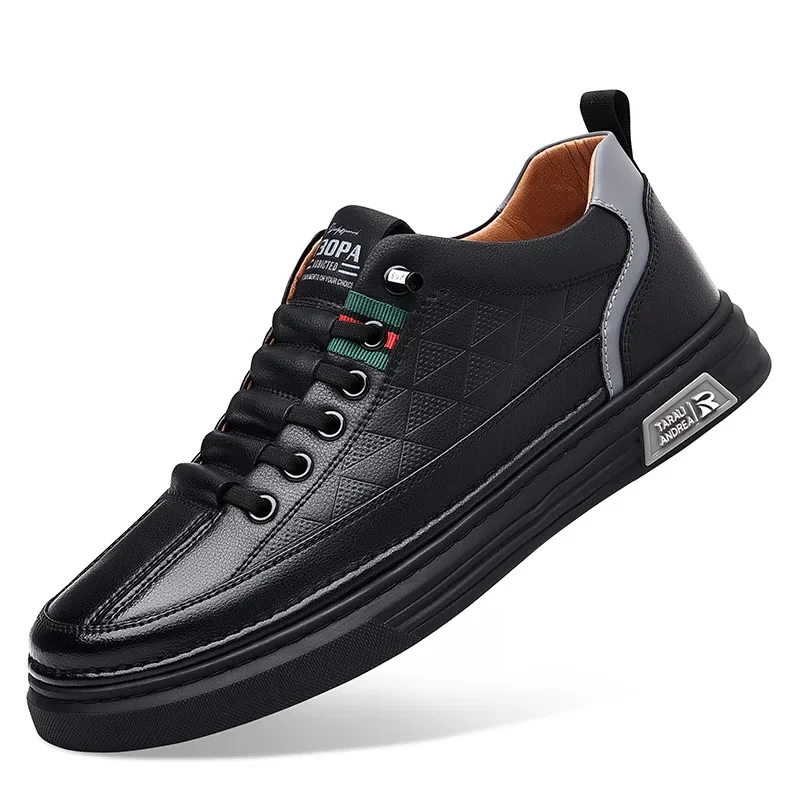 Genuine leather Shoes Designer Sneakers Male Fashion Tennis Rhombic lattice Luxury Brand Skateboard Casual Vulcanize Shoes men’s 2