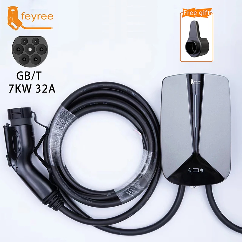 Feyree Ev Charger Gb/T Plug Socket 32A 7.6Kw 1Phase Evse Wallbox Plug And Charge Modello 5M Cavo Per Caricabatteria Da Auto Per Veicoli Elettrici