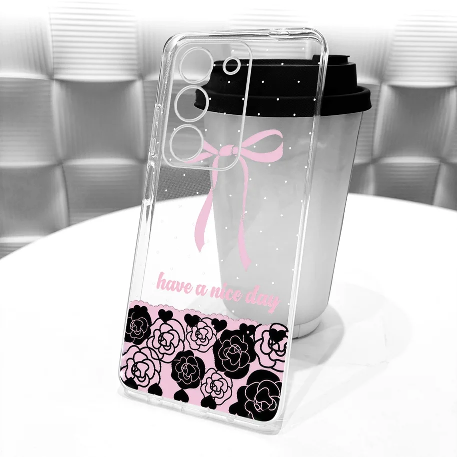 Floral Bow Bumper Soft Silicone Clear Phone Case Cover