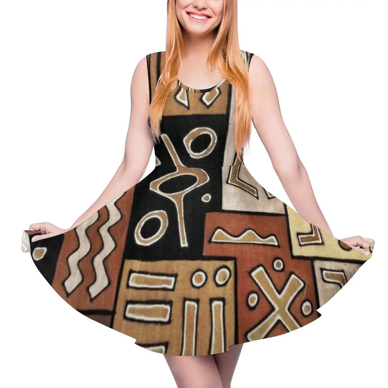 

African ethnic print Round Neck Dress Women's evening dress dress for woman