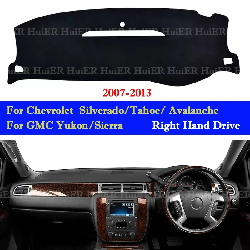 쉐보레 실버라도 타호 아발란체 GMC 시에라 유콘 2007-2013용 자동차 대시보드 커버, 대시보드 패드, 카펫, 대시매트, 자외선 차단 매트