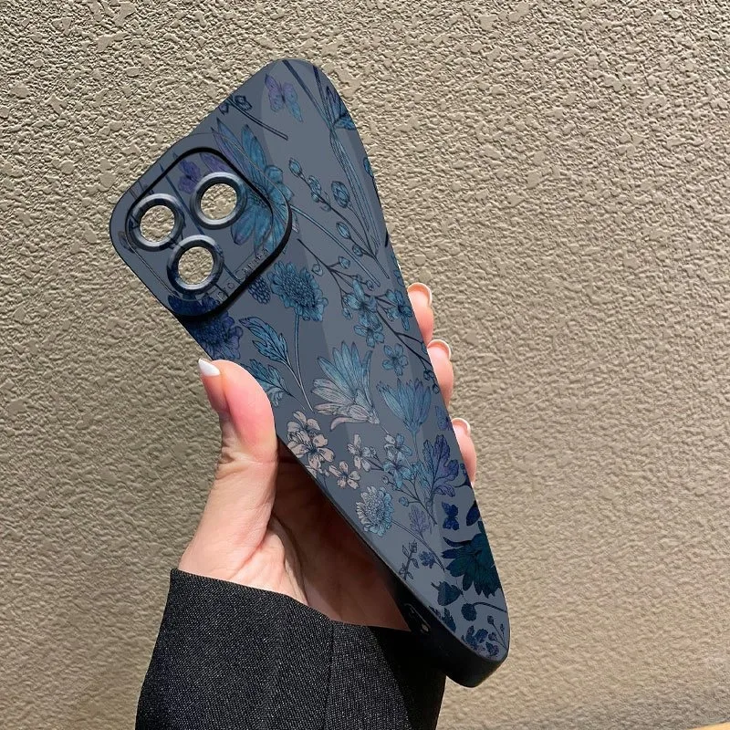 Gray Base Blue-Purple Floral Phone Case Cover