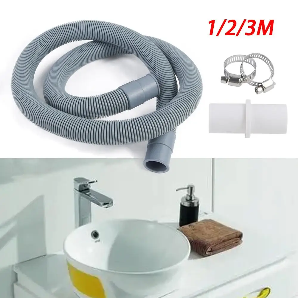 Universal Washing Machine Dishwasher Drain Waste Hose Extension Pipe Kit 1/2/3M