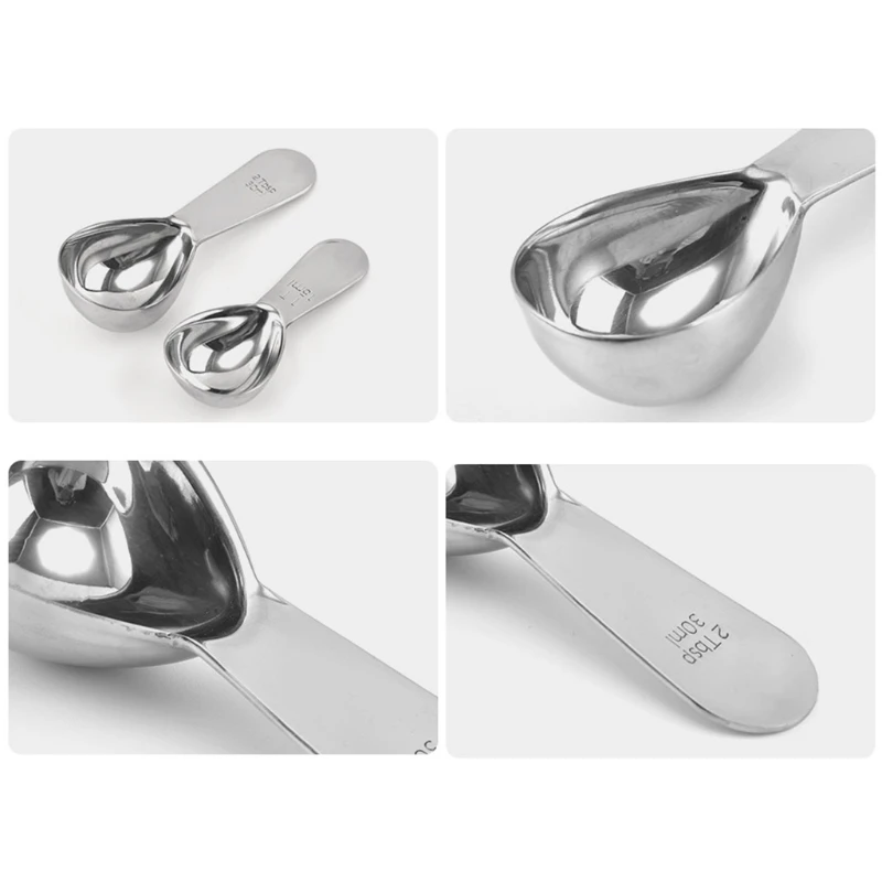 

Silver Not Easy to Break Stainless Steel Measuring Coffee Scoops with Short Hand Mini Ergonomic Measuring Spoons